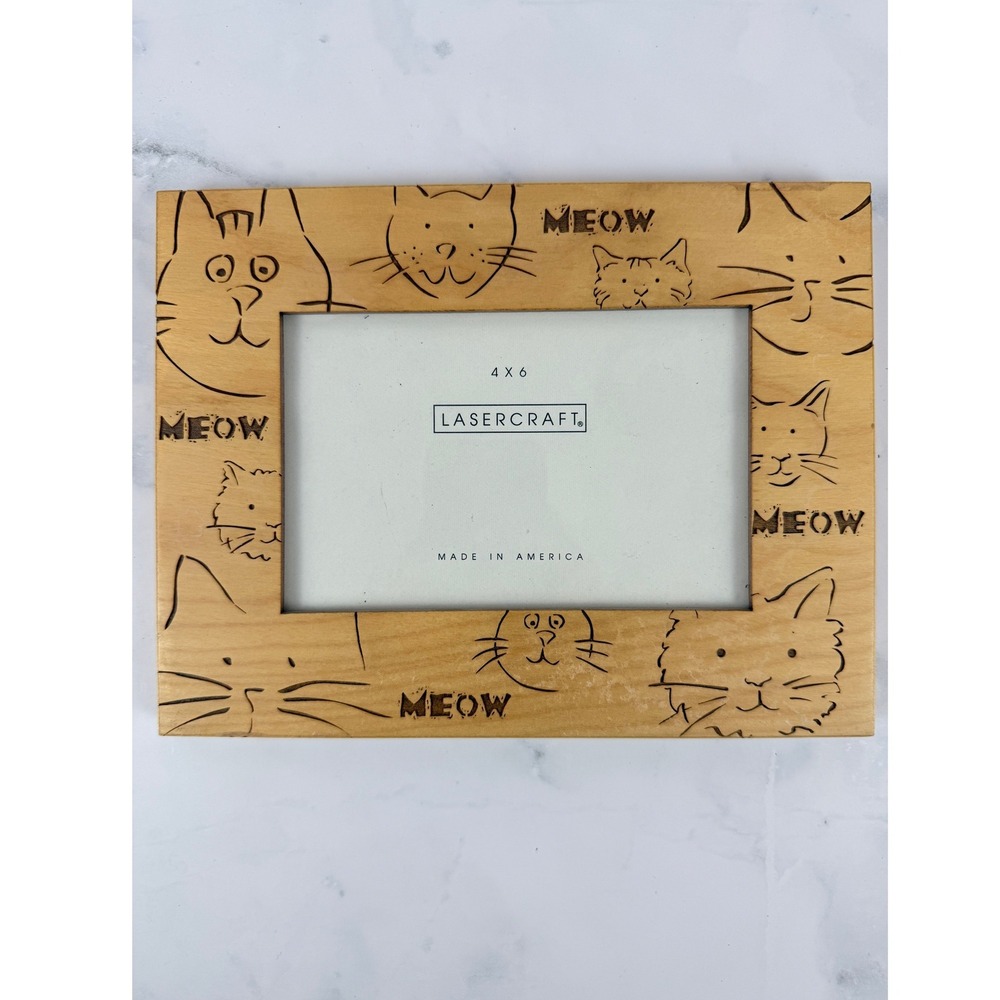 Lasercraft 4" X 6" CAT MEOW Picture Frame 4" X 6" EUC!